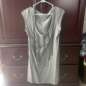 Dkny fringy beaded gray top
